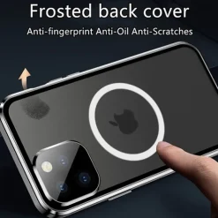 Phone Case For iPhone 14 Pro Max Plus 13 12 11 Pro Max Magnetic Adsorption With Magsafe Double Sided Shockproof Tempered Glass Metal