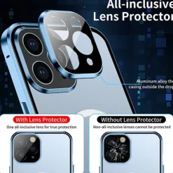Phone Case For iPhone 14 Pro Max Plus 13 12 11 Pro Max Magnetic Adsorption With Magsafe Double Sided Shockproof Tempered Glass Metal