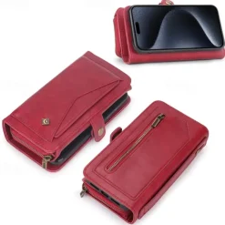 Phone Case For iPhone 17 Pro Max 17 Air 16 15 14 Pro Max Plus 13 12 11 Pro Max Mini Back Cover Wallet Case Magnetic Zipper Card Slot Retro TPU PU Leather