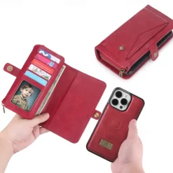 Phone Case For iPhone 17 Pro Max 17 Air 16 15 14 Pro Max Plus 13 12 11 Pro Max Mini Back Cover Wallet Case Magnetic Zipper Card Slot Retro TPU PU Leather