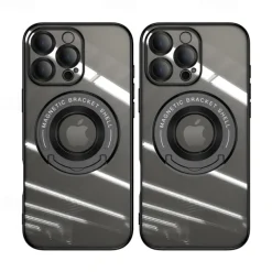 Phone Case For iPhone 17 Pro Max 17 Air 16 15 14 Pro Max Plus 13 12 11 Pro Max Back Cover with Stand Holder Magnetic Support Wireless Charging Retro TPU PC