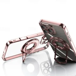 Phone Case For iPhone 17 Pro Max 17 Air 16 15 14 Pro Max Plus 13 12 11 Pro Max Back Cover with Stand Holder Magnetic Support Wireless Charging Retro TPU PC