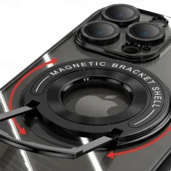 Phone Case For iPhone 17 Pro Max 17 Air 16 15 14 Pro Max Plus 13 12 11 Pro Max Back Cover with Stand Holder Magnetic Support Wireless Charging Retro TPU PC