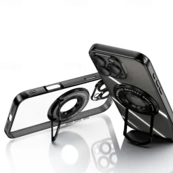 Phone Case For iPhone 17 Pro Max 17 Air 16 15 14 Pro Max Plus 13 12 11 Pro Max Back Cover with Stand Holder Magnetic Support Wireless Charging Retro TPU PC