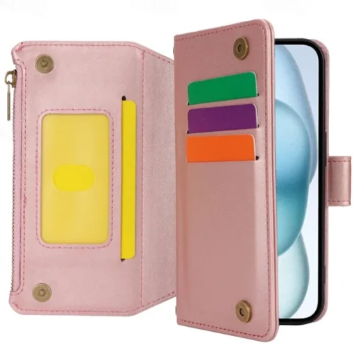 Phone Case For iPhone 17 Pro Max 17 Air 16 15 14 Pro Max Plus 13 12 11 Pro Max Mini Wallet Case Magnetic Zipper with Lanyard Retro TPU PU Leather