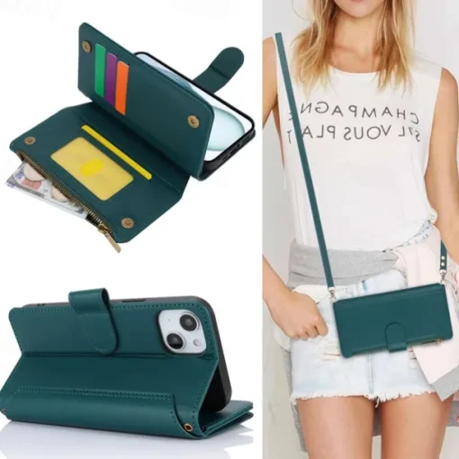 Phone Case For iPhone 17 Pro Max 17 Air 16 15 14 Pro Max Plus 13 12 11 Pro Max Mini Wallet Case Magnetic Zipper with Lanyard Retro TPU PU Leather