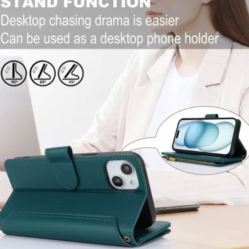 Phone Case For iPhone 17 Pro Max 17 Air 16 15 14 Pro Max Plus 13 12 11 Pro Max Mini Wallet Case Magnetic Zipper with Lanyard Retro TPU PU Leather