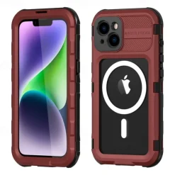 Phone Case For iPhone 17 Pro Max 17 Air 16 15 14 Pro Max Plus 13 Pro Max Heavy Duty Waterproof Case With Magsafe Full Body Protective Support Wireless Charging with Wrist Strap Aluminum Alloy PC