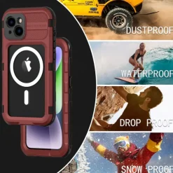 Phone Case For iPhone 17 Pro Max 17 Air 16 15 14 Pro Max Plus 13 Pro Max Heavy Duty Waterproof Case With Magsafe Full Body Protective Support Wireless Charging with Wrist Strap Aluminum Alloy PC