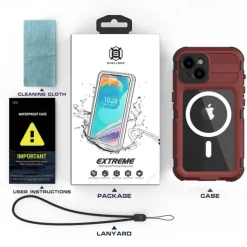 Phone Case For iPhone 17 Pro Max 17 Air 16 15 14 Pro Max Plus 13 Pro Max Heavy Duty Waterproof Case With Magsafe Full Body Protective Support Wireless Charging with Wrist Strap Aluminum Alloy PC
