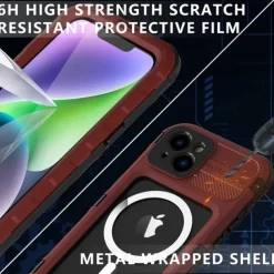 Phone Case For iPhone 17 Pro Max 17 Air 16 15 14 Pro Max Plus 13 Pro Max Heavy Duty Waterproof Case With Magsafe Full Body Protective Support Wireless Charging with Wrist Strap Aluminum Alloy PC