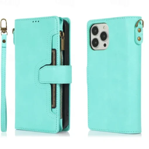Phone Case For iPhone 14 Pro Max Plus 13 12 11 Pro Max Flip Cover with Stand Holder with Wrist Strap Card Slot Retro TPU PU Leather
