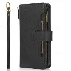Phone Case For iPhone 14 Pro Max Plus 13 12 11 Pro Max Flip Cover with Stand Holder with Wrist Strap Card Slot Retro TPU PU Leather