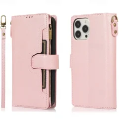 Phone Case For iPhone 14 Pro Max Plus 13 12 11 Pro Max Flip Cover with Stand Holder with Wrist Strap Card Slot Retro TPU PU Leather
