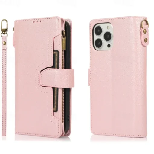Phone Case For iPhone 14 Pro Max Plus 13 12 11 Pro Max Flip Cover with Stand Holder with Wrist Strap Card Slot Retro TPU PU Leather