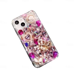 Phone Case For iPhone 17 Pro Max 17 Air 16 15 14 Pro Max Plus 13 12 11 Pro Max Mini Back Cover Bling Glitter Shiny Rhinestone Silica Gel Silicone