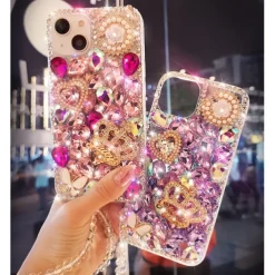 Phone Case For iPhone 17 Pro Max 17 Air 16 15 14 Pro Max Plus 13 12 11 Pro Max Mini Back Cover Bling Glitter Shiny Rhinestone Silica Gel Silicone