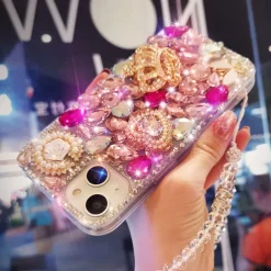Phone Case For iPhone 17 Pro Max 17 Air 16 15 14 Pro Max Plus 13 12 11 Pro Max Mini Back Cover Bling Glitter Shiny Rhinestone Silica Gel Silicone