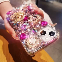 Phone Case For iPhone 17 Pro Max 17 Air 16 15 14 Pro Max Plus 13 12 11 Pro Max Mini Back Cover Bling Glitter Shiny Rhinestone Silica Gel Silicone