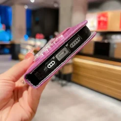 Phone Case For iPhone 17 Pro Max 17 Air 16 15 14 Pro Max Plus 16e 13 12 11 Pro Max Mini Wallet Case Flip Cover with Stand Holder Bling Glitter Shiny Rhinestone PU Leather