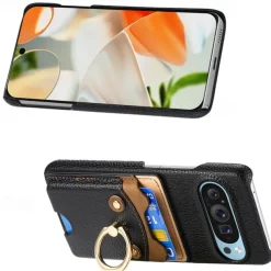 Phone Case For Pixel 9 Pro Pixel 9 Pro XL Pixel 8 Pro Pixel 8 Pixel 9 Pixel 7 Pixel 7 Pro Pixel 6 Pixel 6 Pro Back Cover Ring Holder Card Slot Shockproof Retro TPU PU Leather