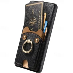 Phone Case For Pixel 9 Pro Pixel 9 Pro XL Pixel 8 Pro Pixel 8 Pixel 9 Pixel 7 Pixel 7 Pro Pixel 6 Pixel 6 Pro Back Cover Ring Holder Card Slot Shockproof Retro TPU PU Leather