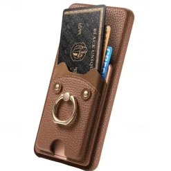 Phone Case For Pixel 9 Pro Pixel 9 Pro XL Pixel 8 Pro Pixel 8 Pixel 9 Pixel 7 Pixel 7 Pro Pixel 6 Pixel 6 Pro Back Cover Ring Holder Card Slot Shockproof Retro TPU PU Leather