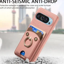 Phone Case For Pixel 9 Pro Pixel 9 Pro XL Pixel 8 Pro Pixel 8 Pixel 9 Pixel 7 Pixel 7 Pro Pixel 6 Pixel 6 Pro Back Cover Ring Holder Card Slot Shockproof Retro TPU PU Leather
