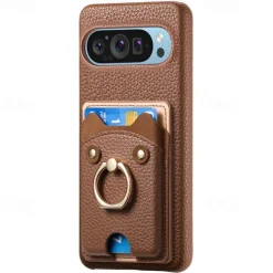 Phone Case For Pixel 9 Pro Pixel 9 Pro XL Pixel 8 Pro Pixel 8 Pixel 9 Pixel 7 Pixel 7 Pro Pixel 6 Pixel 6 Pro Back Cover Ring Holder Card Slot Shockproof Retro TPU PU Leather