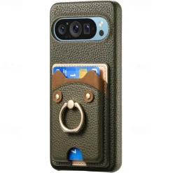 Phone Case For Pixel 9 Pro Pixel 9 Pro XL Pixel 8 Pro Pixel 8 Pixel 9 Pixel 7 Pixel 7 Pro Pixel 6 Pixel 6 Pro Back Cover Ring Holder Card Slot Shockproof Retro TPU PU Leather