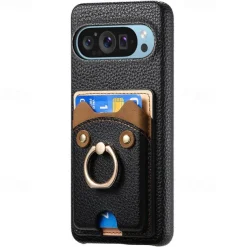 Phone Case For Pixel 9 Pro Pixel 9 Pro XL Pixel 8 Pro Pixel 8 Pixel 9 Pixel 7 Pixel 7 Pro Pixel 6 Pixel 6 Pro Back Cover Ring Holder Card Slot Shockproof Retro TPU PU Leather