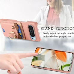 Phone Case For Pixel 9 Pro Pixel 9 Pro XL Pixel 8 Pro Pixel 8 Pixel 9 Pixel 7 Pixel 7 Pro Pixel 6 Pixel 6 Pro Back Cover Ring Holder Card Slot Shockproof Retro TPU PU Leather