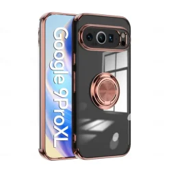 Phone Case For Pixel 9 Pro Pixel 9 Pro XL Pixel 8 Pro Pixel 8 Pixel 9 Pixel 7 Pixel 7 Pro Back Cover Ring Holder Magnetic Shockproof Retro TPU Plating PC