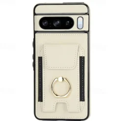 Phone Case For Pixel 9 Pro Pixel 9 Pro XL Pixel 8 Pro Pixel 8 Pixel 9 Back Cover Ring Holder Card Slot Shockproof Retro TPU PU Leather