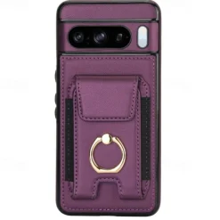Phone Case For Pixel 9 Pro Pixel 9 Pro XL Pixel 8 Pro Pixel 8 Pixel 9 Back Cover Ring Holder Card Slot Shockproof Retro TPU PU Leather