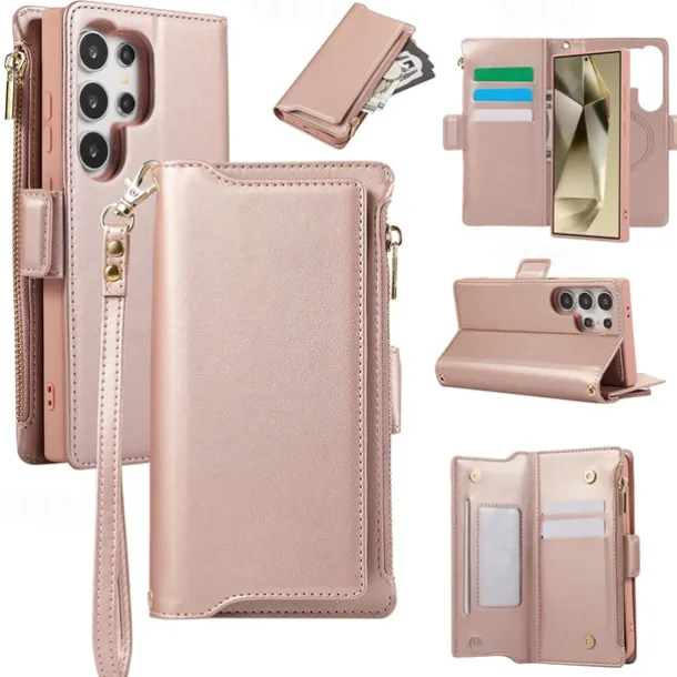 Phone Case For S24 S23 S23 FE S22 S21 Ultra Plus A55 5G A15 A14 A54 A53 Wallet Case with Stand Holder Magnetic with Lanyard Retro TPU PU Leather