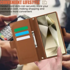 Phone Case For S24 S23 S23 FE S22 S21 Ultra Plus A55 5G A15 A14 A54 A53 Wallet Case with Stand Holder Magnetic with Lanyard Retro TPU PU Leather