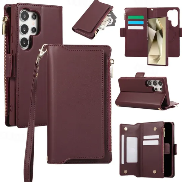 Phone Case For S24 S23 S23 FE S22 S21 Ultra Plus A55 5G A15 A14 A54 A53 Wallet Case with Stand Holder Magnetic with Lanyard Retro TPU PU Leather