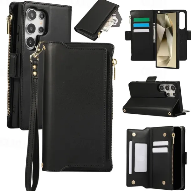 Phone Case For S24 S23 S23 FE S22 S21 Ultra Plus A55 5G A15 A14 A54 A53 Wallet Case with Stand Holder Magnetic with Lanyard Retro TPU PU Leather