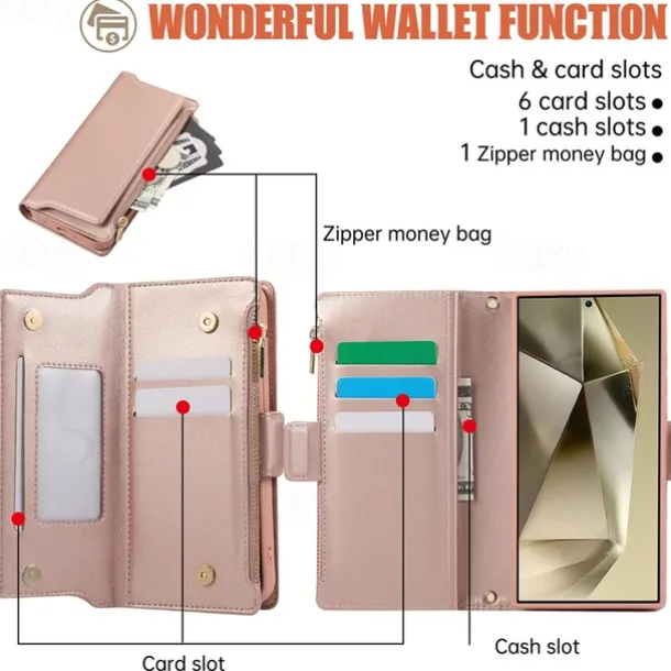 Phone Case For S24 S23 S23 FE S22 S21 Ultra Plus A55 5G A15 A14 A54 A53 Wallet Case with Stand Holder Magnetic with Lanyard Retro TPU PU Leather