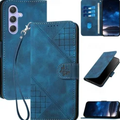 Phone Case For S25 S24 S23 S23 FE S22 S21 Ultra Plus A55 5G A35 5G A15 A14 Wallet Case Magnetic with Wrist Strap Kickstand Butterfly Geometric Pattern TPU PU Leather