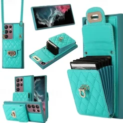 Phone Case For S25 S24 S23 S22 S21 FE S21 Ultra Plus A14 A34 A54 A53 Back Cover with Stand Holder with Lanyard Card Slot Retro TPU PU Leather