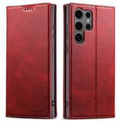 Phone Case For S25 S24 S23 Ultra Plus S22 Plus Ultra Back Cover with Stand Holder Magnetic Card Slot Retro PC PU Leather
