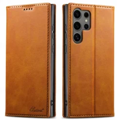 Phone Case For S25 S24 S23 Ultra Plus S22 Plus Ultra Back Cover with Stand Holder Magnetic Card Slot Retro PC PU Leather