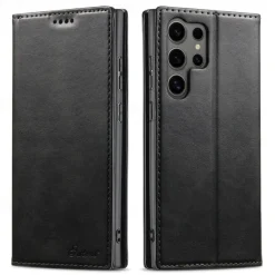 Phone Case For S25 S24 S23 Ultra Plus S22 Plus Ultra Back Cover with Stand Holder Magnetic Card Slot Retro PC PU Leather