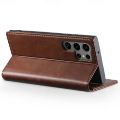 Phone Case For S25 S24 S23 Ultra Plus S22 Plus Ultra Back Cover with Stand Holder Magnetic Card Slot Retro PC PU Leather