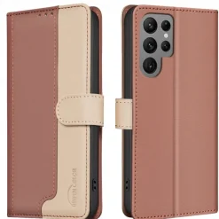 Phone Case For Samsung Galaxy S24 S23 S23 FE S22 S21 Ultra Plus A55 5G A35 5G A25 A15 A14 Back Cover with Stand Holder Card Slot Shockproof Retro TPU PU Leather