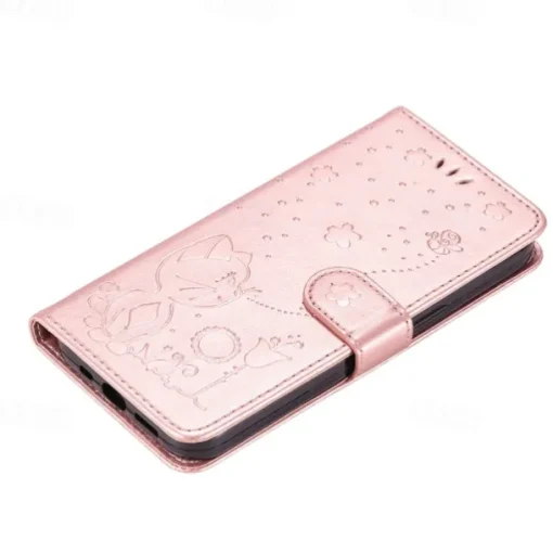 Phone Case For Samsung Galaxy S25 S24 S23 S23 FE S22 S21 Ultra Plus A55 5G A35 5G A25 A15 Wallet Case Magnetic Full Body Protective with Wrist Strap Cat Bee TPU PU Leather