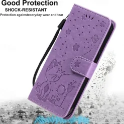 Phone Case For Samsung Galaxy S25 S24 S23 S23 FE S22 S21 Ultra Plus A55 5G A35 5G A25 A15 Wallet Case Magnetic Full Body Protective with Wrist Strap Cat Bee TPU PU Leather