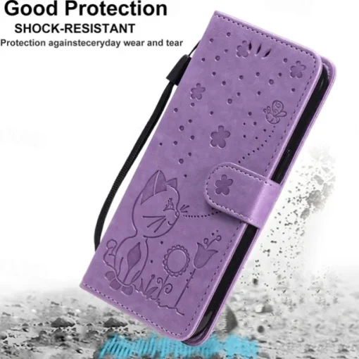 Phone Case For Samsung Galaxy S25 S24 S23 S23 FE S22 S21 Ultra Plus A55 5G A35 5G A25 A15 Wallet Case Magnetic Full Body Protective with Wrist Strap Cat Bee TPU PU Leather